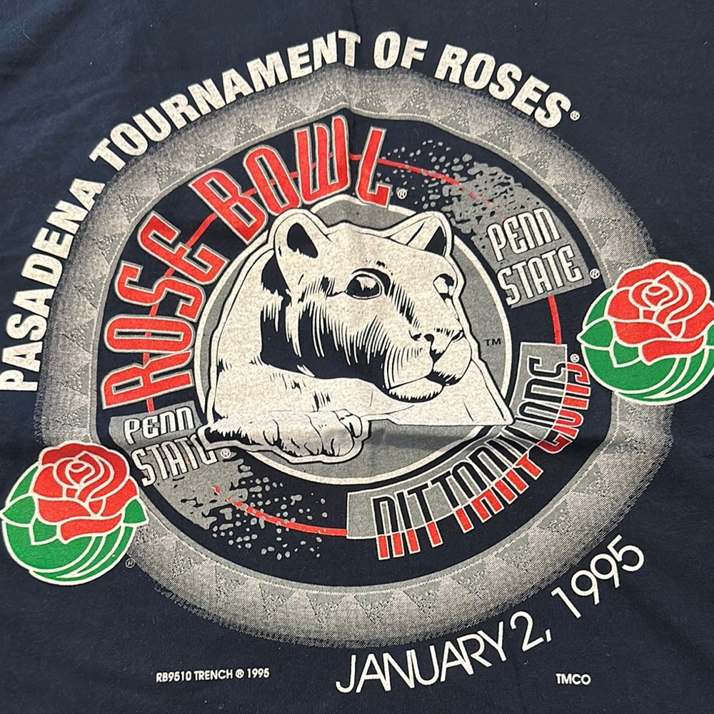 Vintage Rose Bowl Graphic Tee - Navy